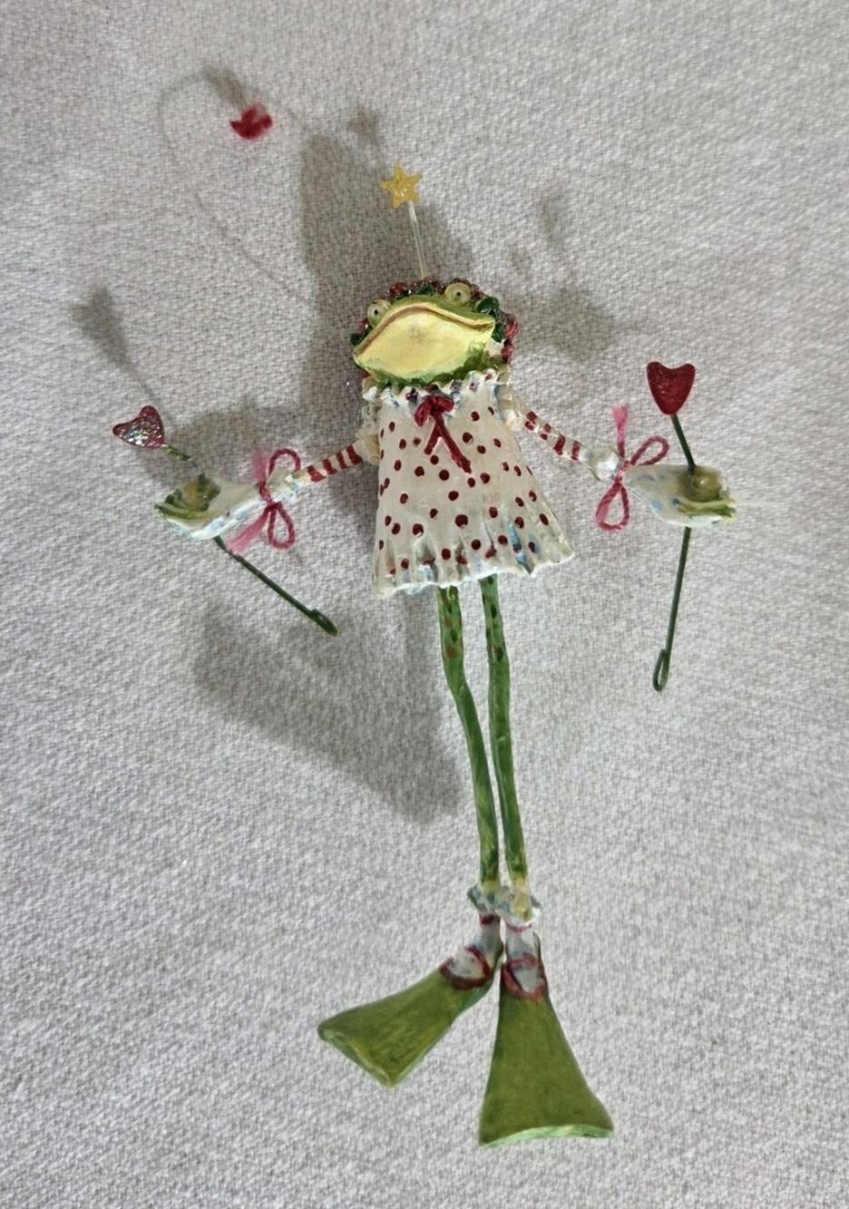 Dept 56 Christmas Krinkle Mini Ornament Party Girl Frog Patience Brewster